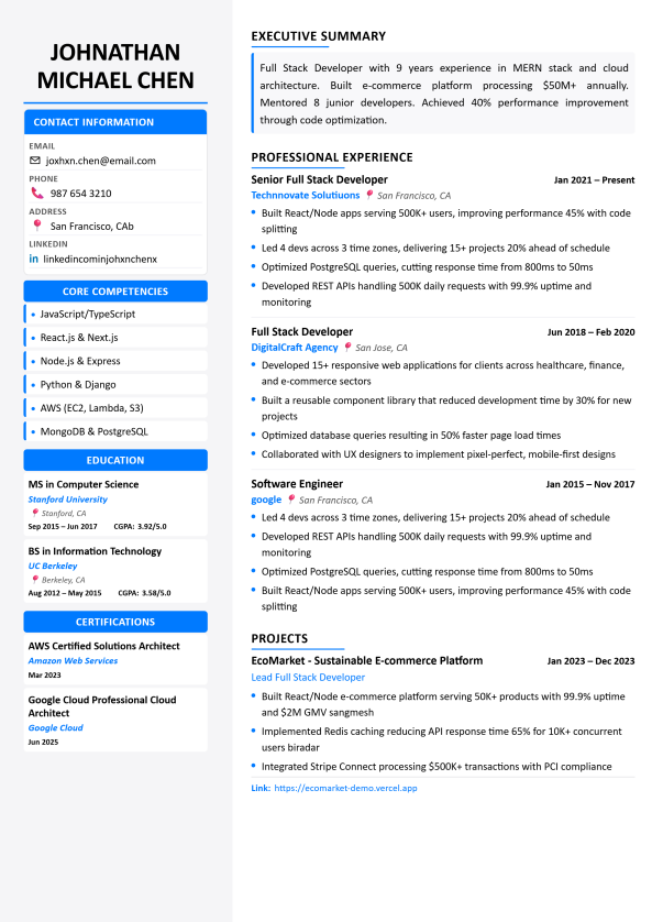 The Blueprint template preview
