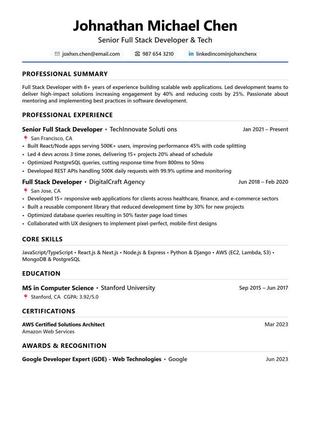 The Modernist template preview